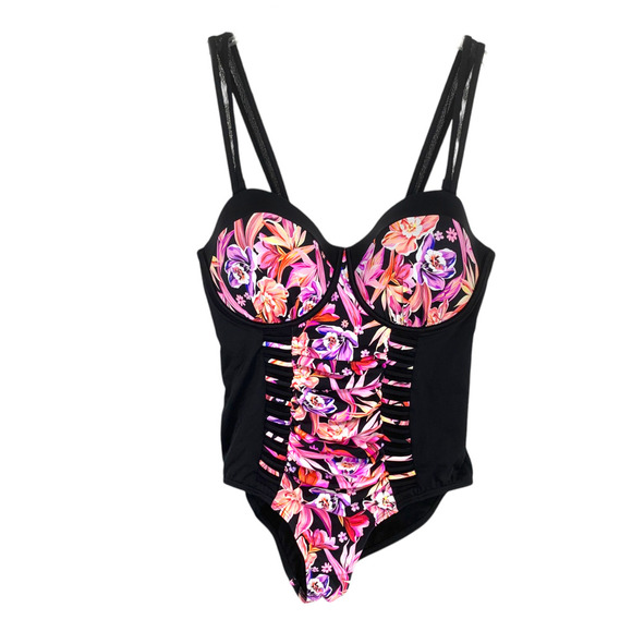 NWT Swimsuits For All Plus Sz 18 Floral Lattice One Piece Bathing Suit Underwire - Picture 2 of 8